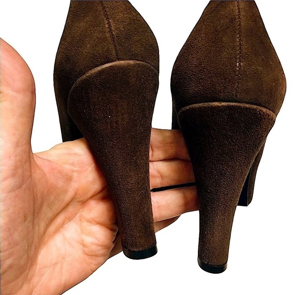 ROBERT Clergerie Paris Brown Suede Heels Size 7.5 - Picture 6 of 10